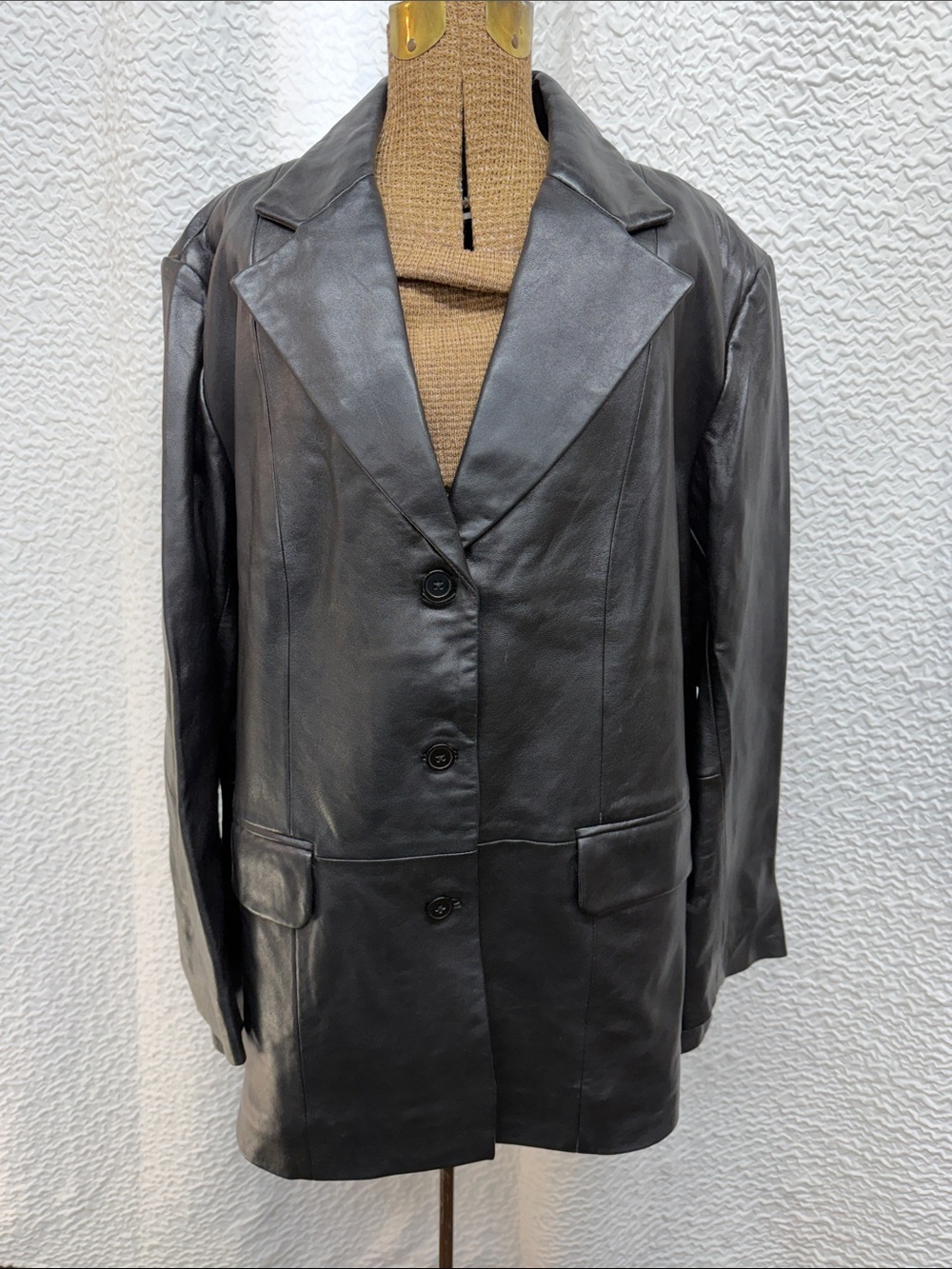 Vintage Y2K Great Northwest Leather Blazer Jacket Womens 2X Black Italian Lambsk